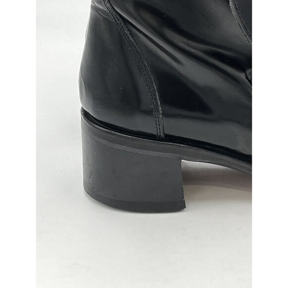 Rider Burns Vintage Black Patent Leather Stacked Heel Ankle Boots Sz 38.5/US 8 - Picture 3 of 16